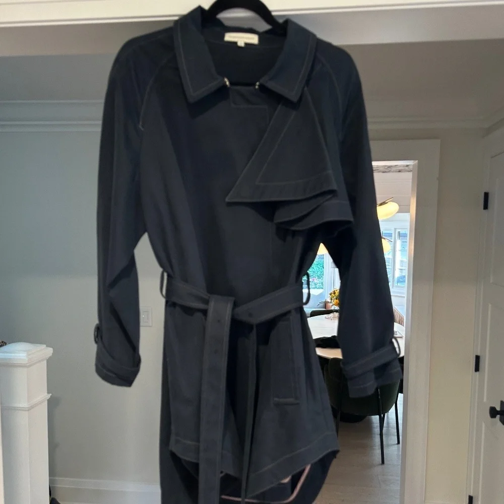 SOLD - Rebecca Minkoff Navy Blue Trench Coat - Size L - Picture 8 of 13